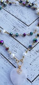 Heart shaped Quartz pendant necklace